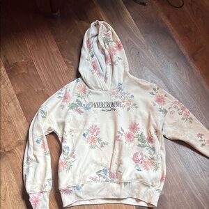 Abercrombie Kids Floral Hoodie - Cream with Multicolor Accents